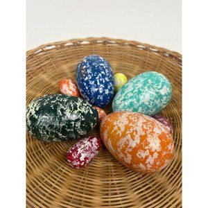 Boho Speckled wooden eggs set of 10